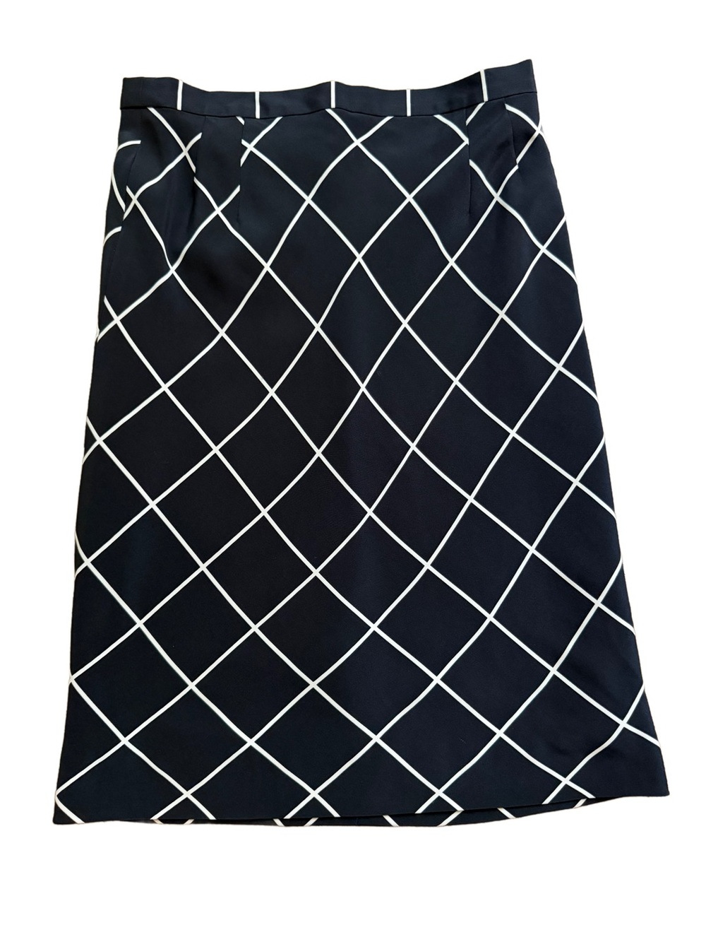 VTG 100% Silk 80s David Hayes Geometric Diamond Grid Straight A-Line Skirt Sz 12
